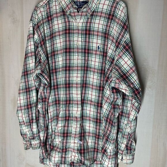 Ralph Lauren plaid long sleeve button front shirt red white blue green, size XL - Picture 3 of 11